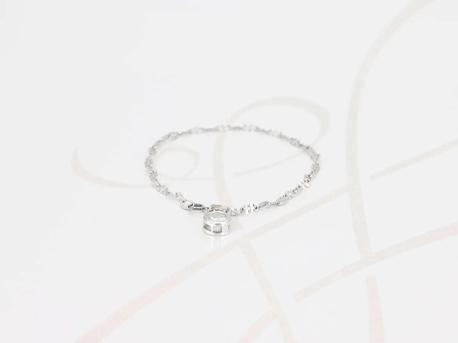 PULSERA CON DIJE PLATA CIRCULO ZIRCONIA CADENA