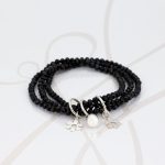 PULSERA CON DIJE PLATA FLOR TRIPLE CRISTAL