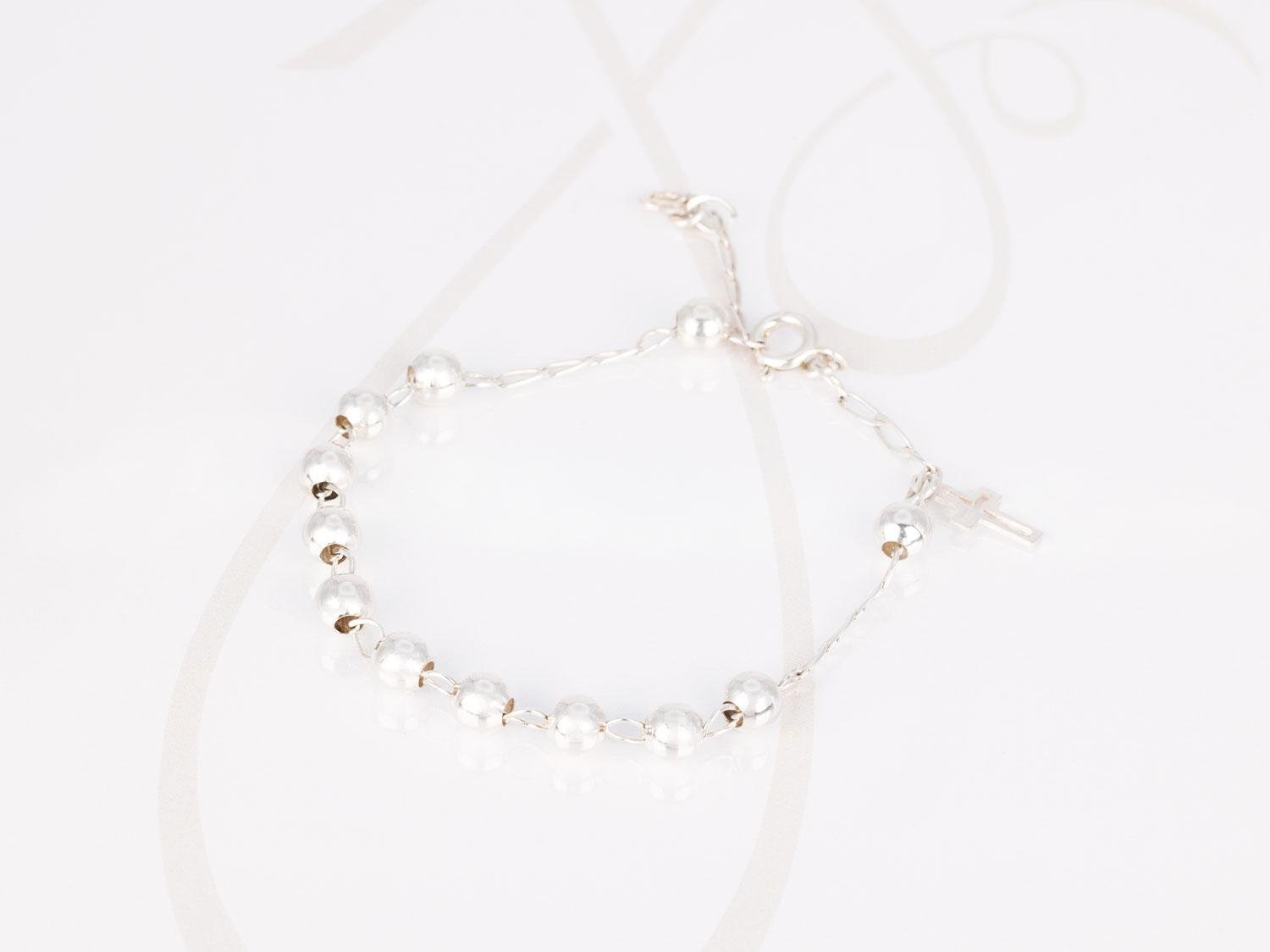 PULSERA CON DIJE PLATA MISTERIO GRANDE LISO