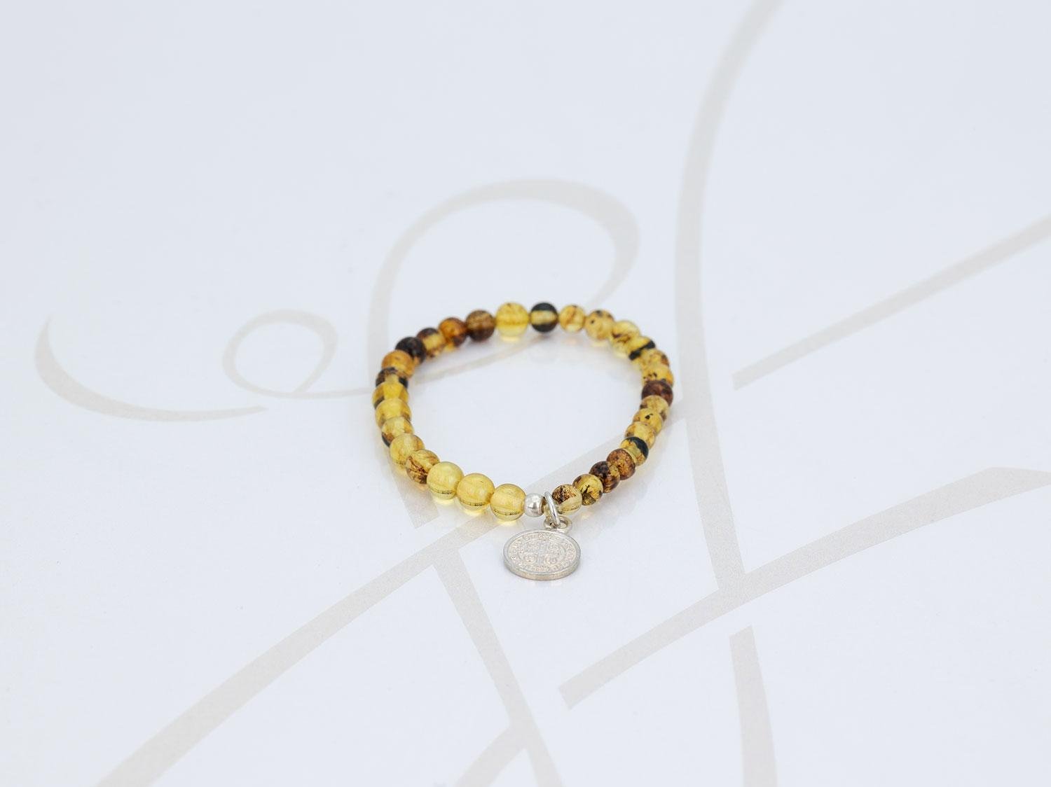 PULSERA CON DIJE PLATA SAN BENITO PIEDRA AB