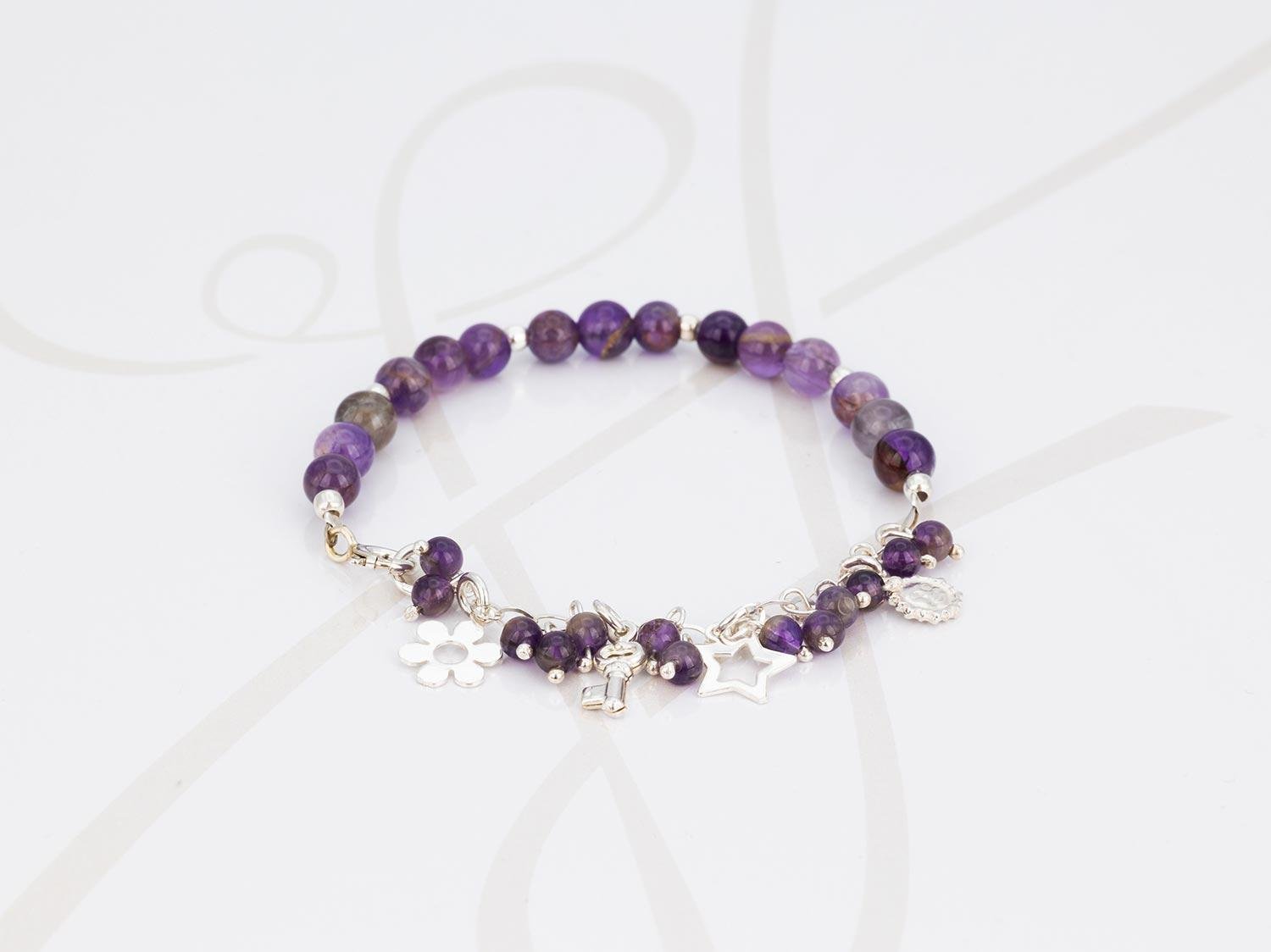 PULSERA CON DIJE PLATA DIJES VARIOS PIEDRA AG