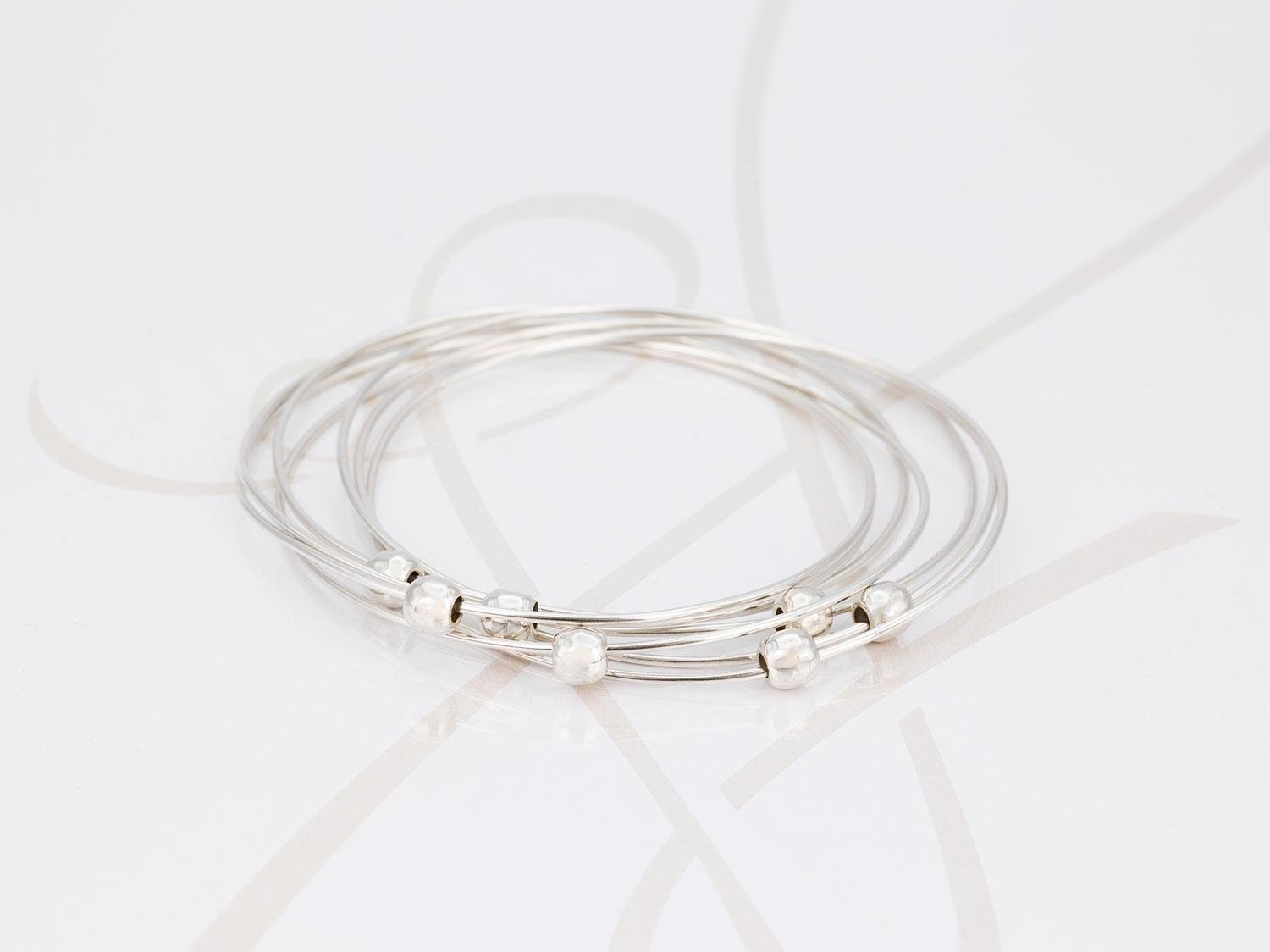 PULSERA SIN DIJE PLATA SEMANARIO BOLAS LISO