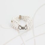 PULSERA SIN DIJE PLATA DOBLE CON BROCHE PERLA