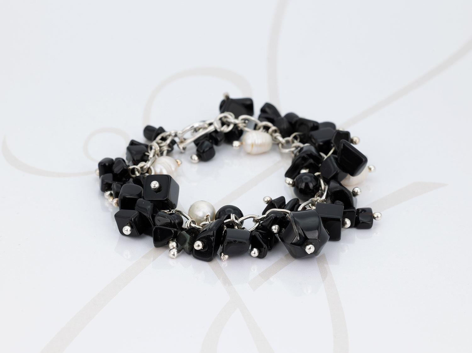 PULSERA SIN DIJE PLATA PERLA PIEDRA ON