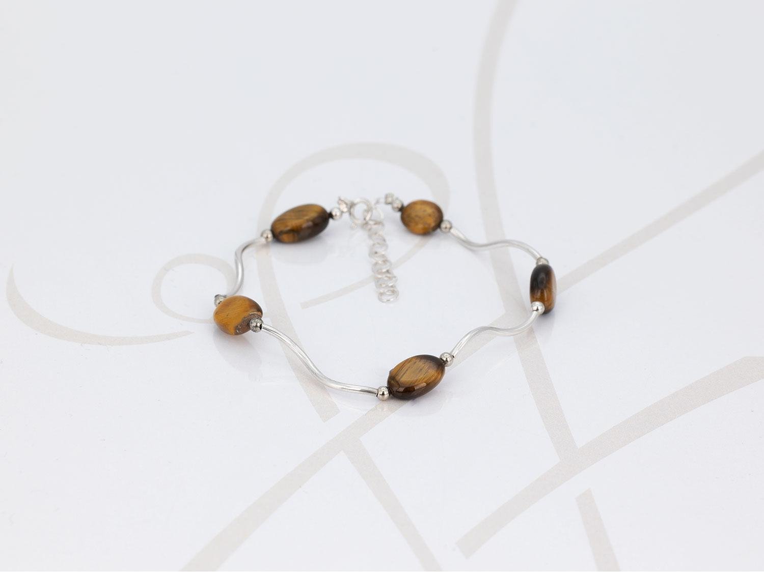 PULSERA SIN DIJE PLATA TUBO CURVO PIEDRA OT