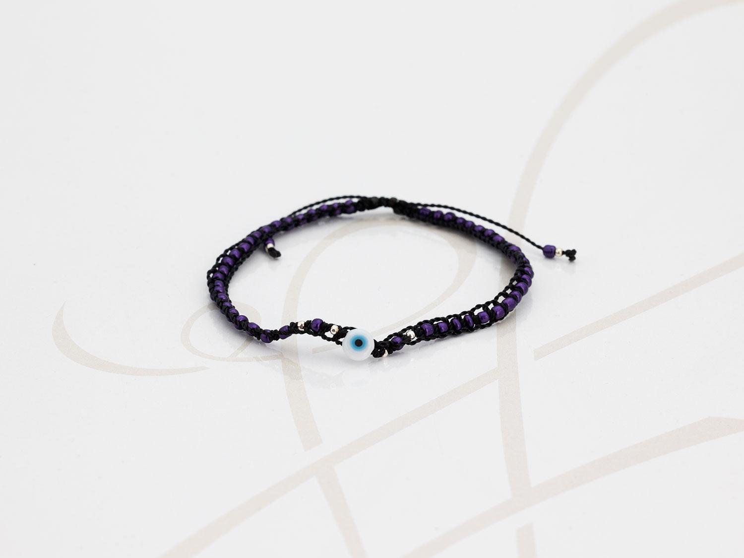 PULSERA SIN DIJE PLATA MINI BOLITAS TEJIDA