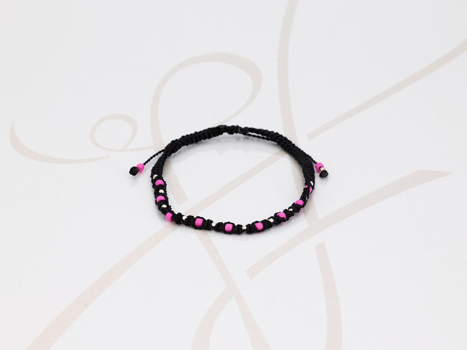 PULSERA SIN DIJE PLATA MINI BOLITAS TEJIDA