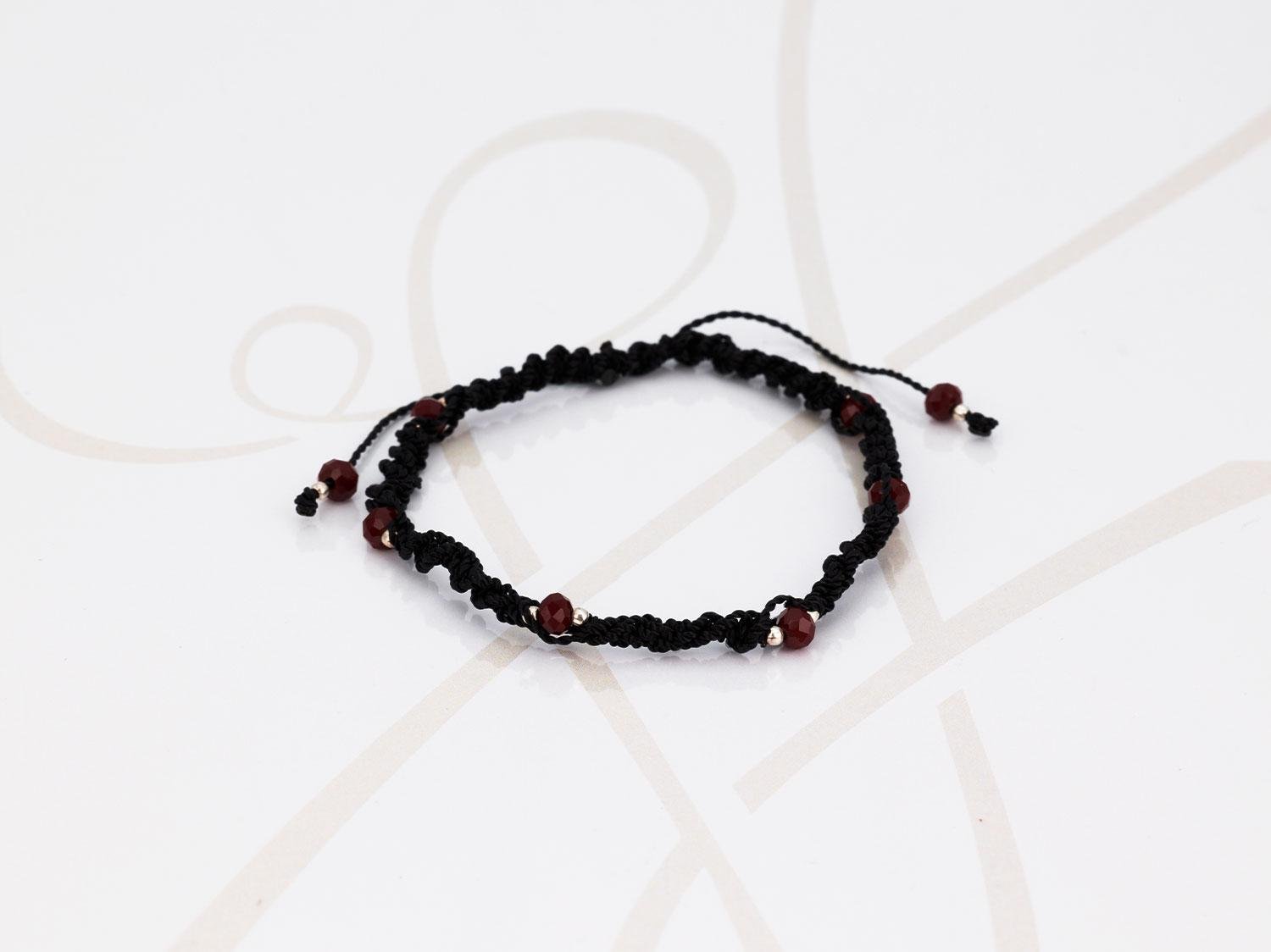 PULSERA SIN DIJE PLATA MINI BOLITAS TEJIDA