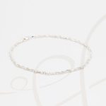 TOBILLERA SIN DIJE PLATA TRENZADA BOLITAS DIAMANTADO