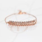 PULSERA PLATA ORO ROSA HOJAS ZIRCONIA 5A