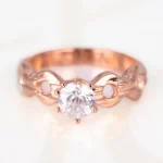 ANILLO RECUBRIMIENTO DE ORO ROSA SOLITARIO CIRCULOS ZIRCONIA