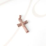 DIJE RECUBRIMIENTO DE ORO ROSA CRUCIFIJO DIAMANTADO ZIRCONIA