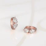 HUGGIES RECUBRIMIENTO DE ORO ROSA DOBLE GOTA ZIRCONIA
