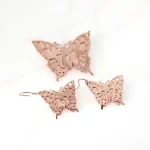 JUEGO RECUBRIMIENTO DE ORO ROSA MARIPOSA LISO