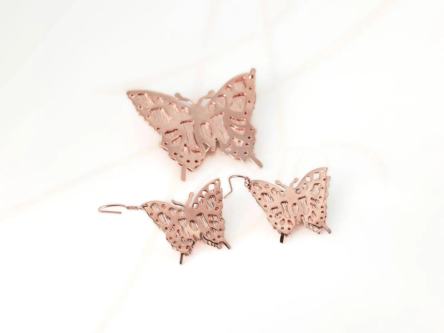 JUEGO RECUBRIMIENTO DE ORO ROSA MARIPOSA LISO