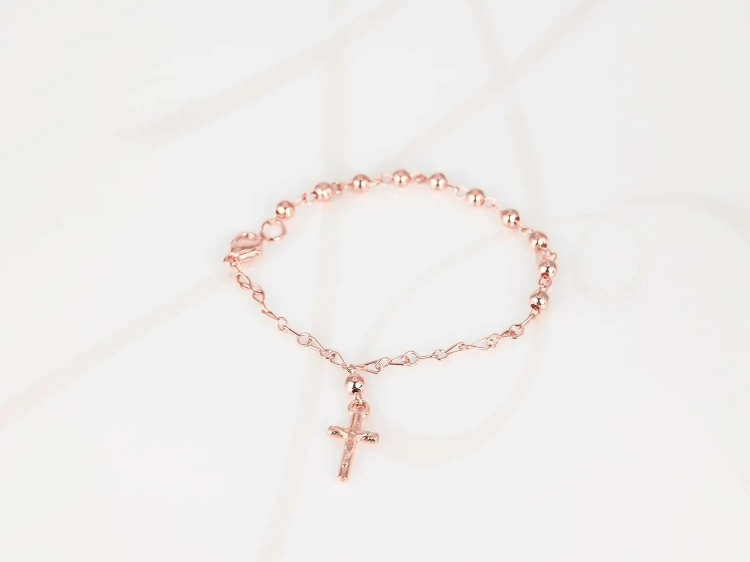 PULSERA CON DIJE RECUBRIMIENTO DE ORO ROSA MISTERIO MINI LISO