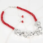 JUEGO RECUBRIMIENTO DE PLATA CADENA GRUESA CRISTAL