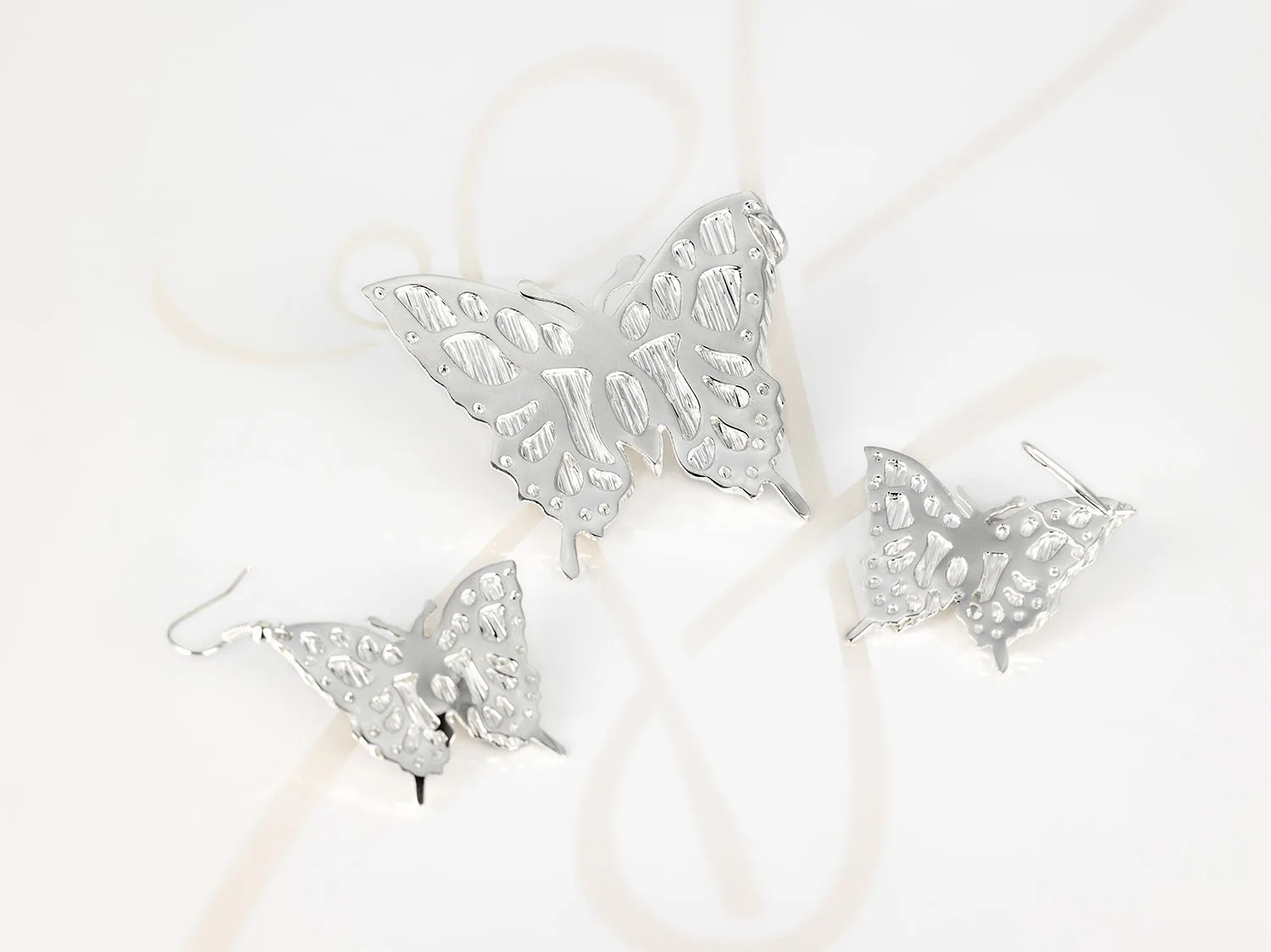 JUEGO RECUBRIMIENTO DE PLATA MARIPOSA LISO