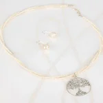 JUEGO RECUBRIMIENTO DE PLATA ARBOL VIDA PERLA