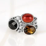 ANILLO RECUBRIMIENTO DE RODIO OVALOS PAVONADO CRISTAL