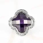 ANILLO RECUBRIMIENTO DE RODIO FLOR ZIRCONIA CRISTAL