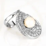 ANILLO RECUBRIMIENTO DE RODIO TULIPAN PERLA ZIRCONIA